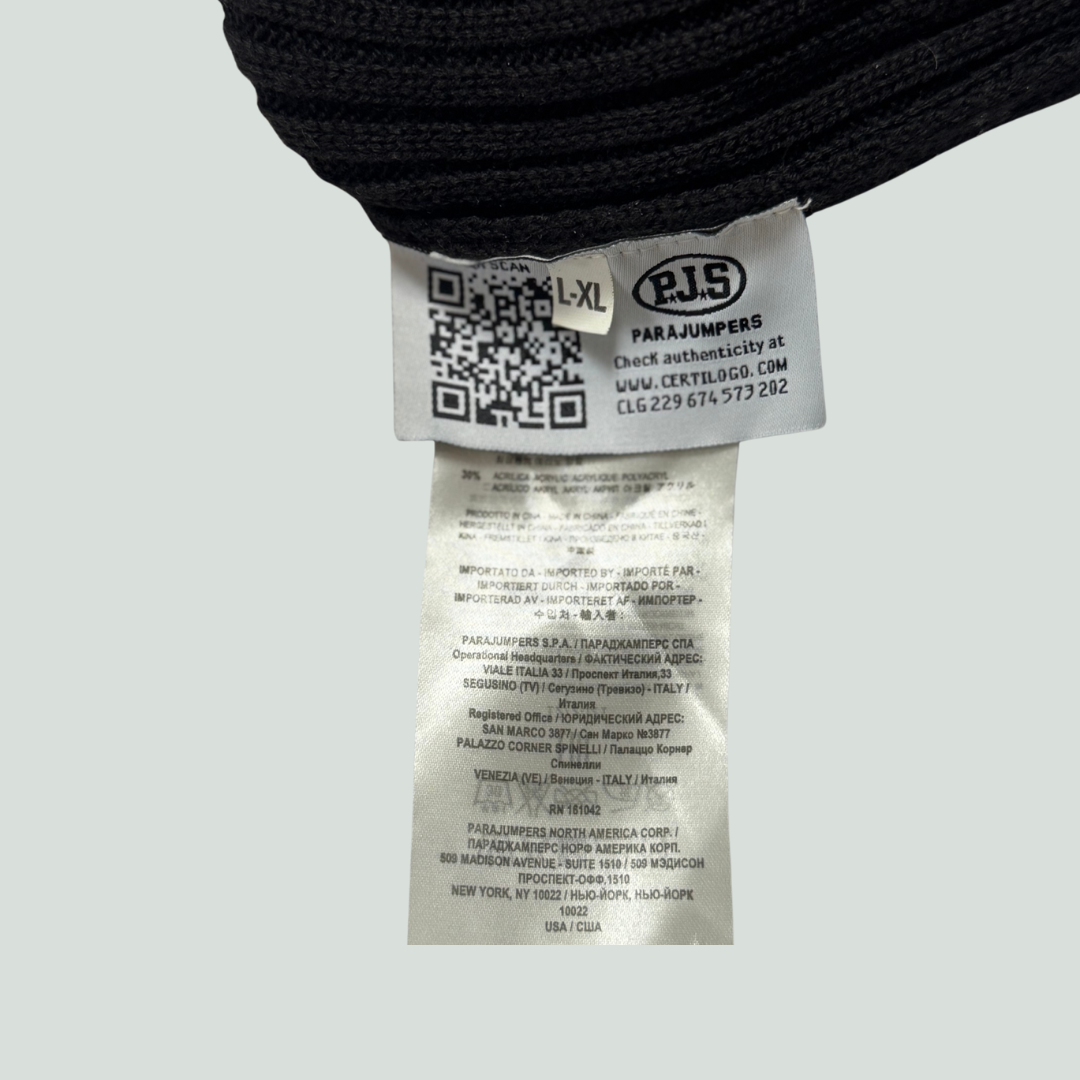 Parajumpers Black Ribbed Wool Beanie L–XL
