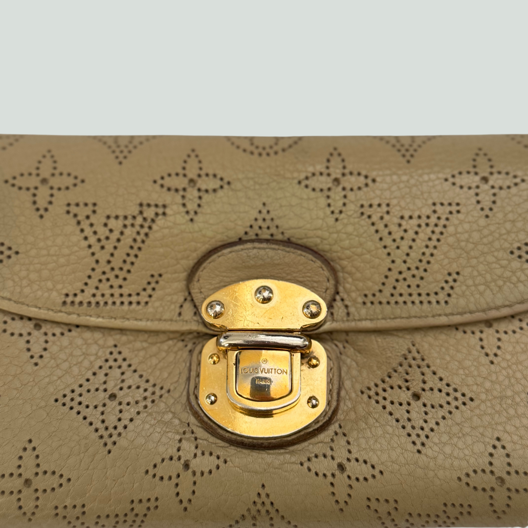 Louis Vuitton Mahina Amelia Wallet in Taupe Leather