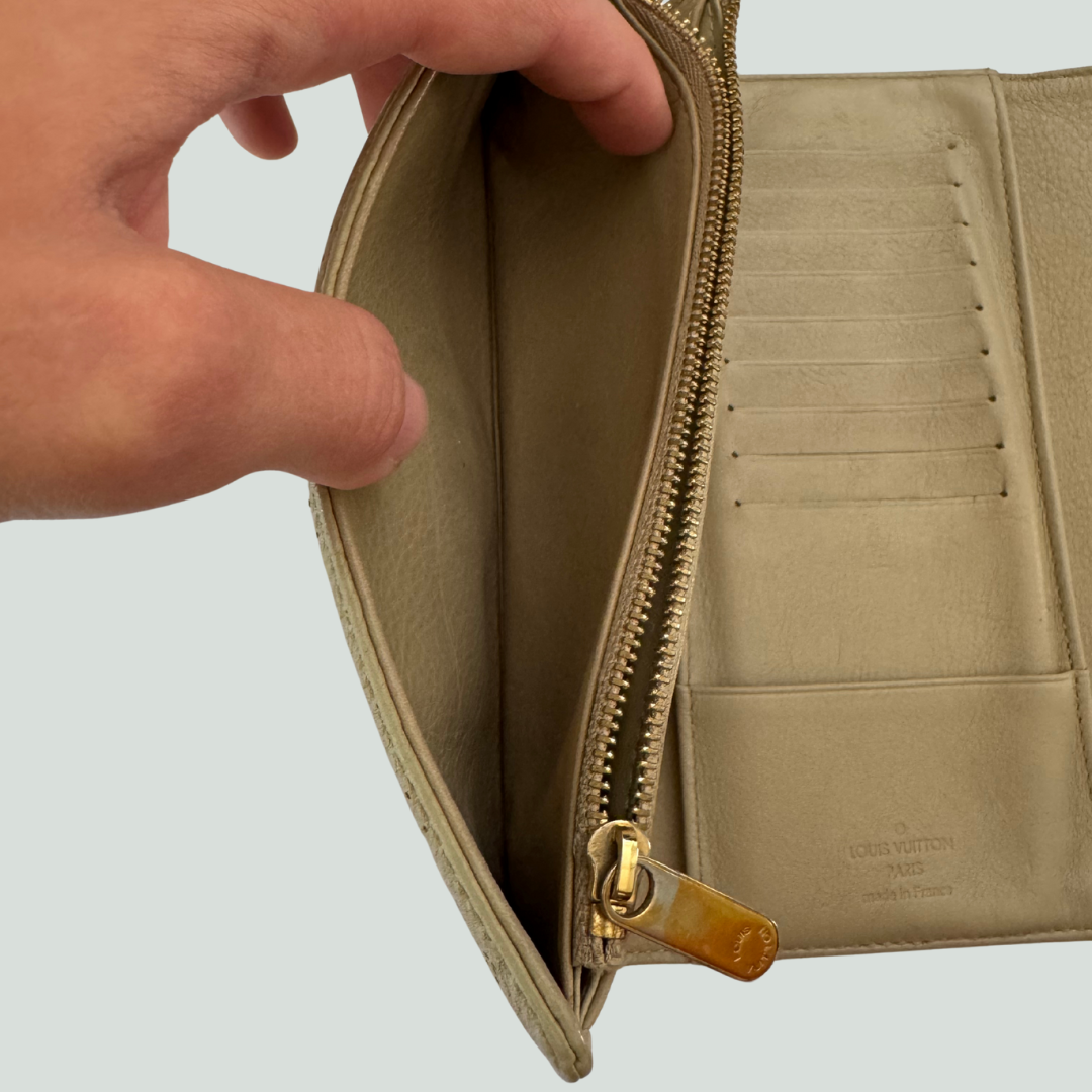 Louis Vuitton Mahina Amelia Wallet in Taupe Leather