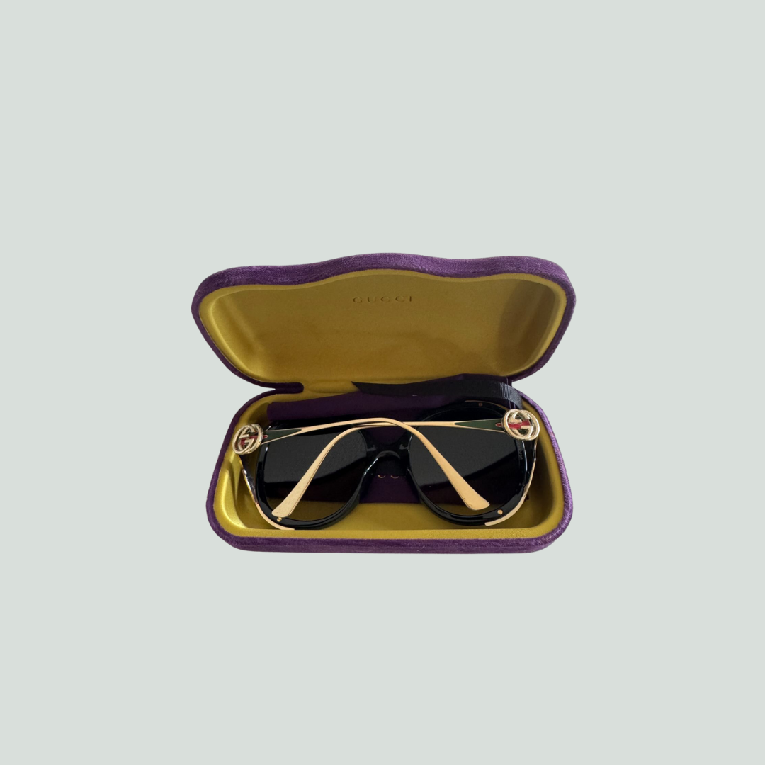 Gucci Oversized Round Sunglasses – Black Frame