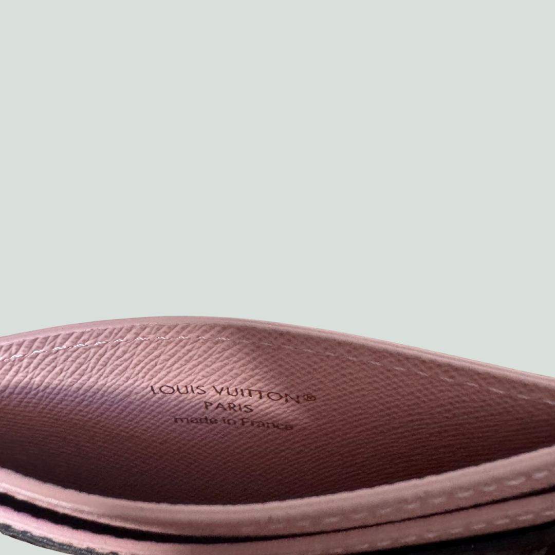 Louis Vuitton Monogram Card Holder with Pink Leather Trim and Charms