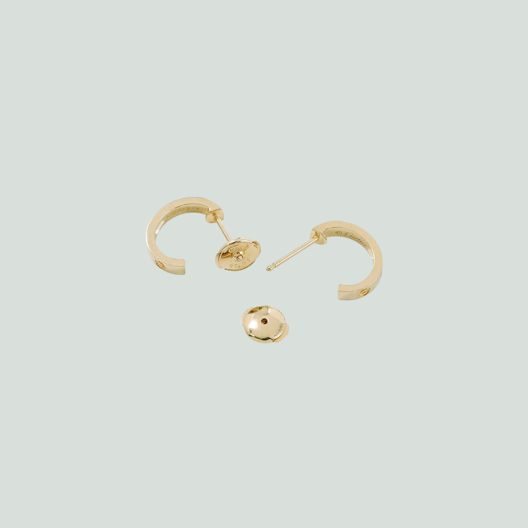 Cartier Love Earrings Small Hoops 18K Yellow Gold