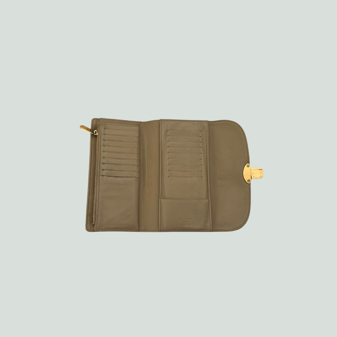 Louis Vuitton Mahina Amelia Wallet in Taupe Leather