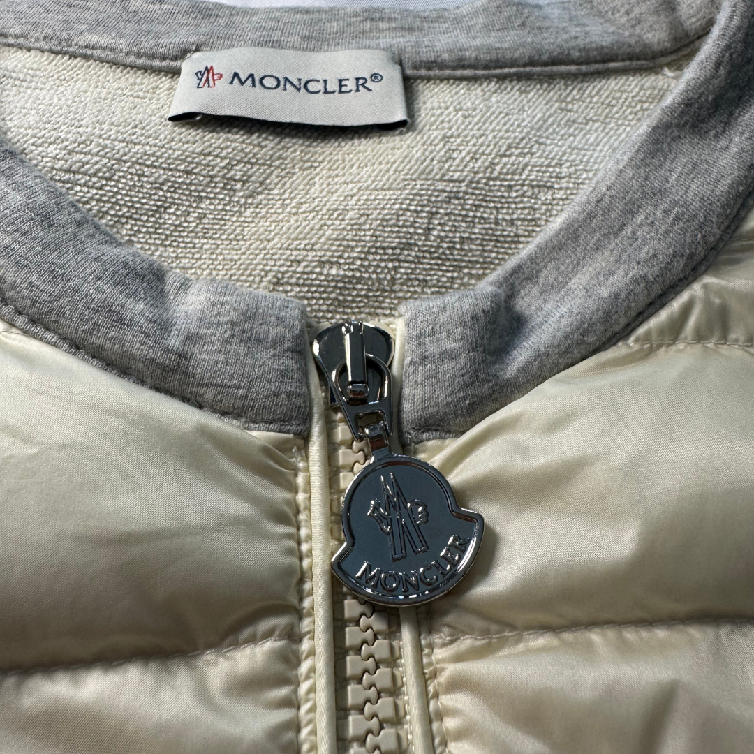 Moncler Tricot Down Front Sweatshirt M – Beige/Grey