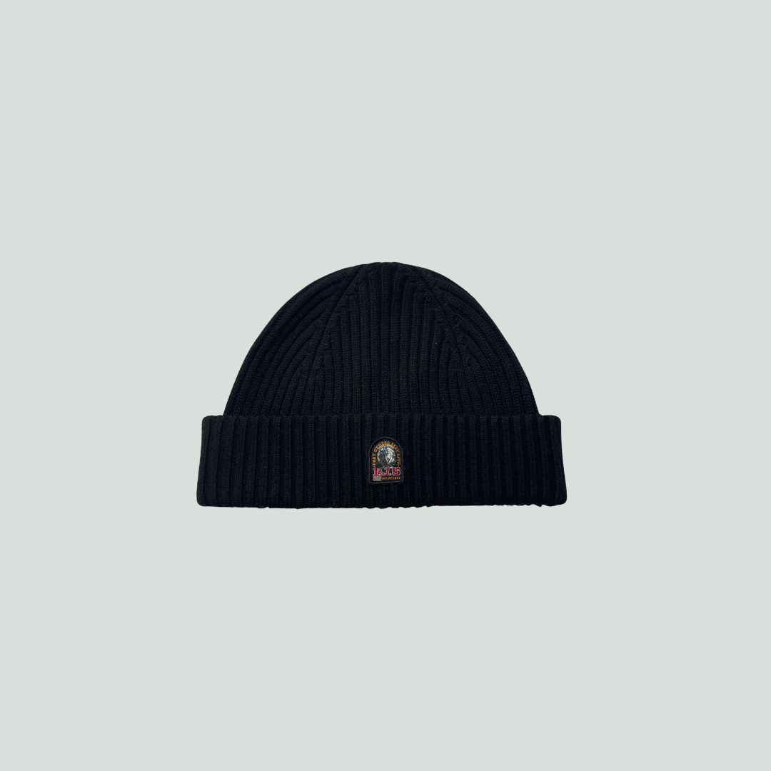 Parajumpers Black Ribbed Wool Beanie L–XL
