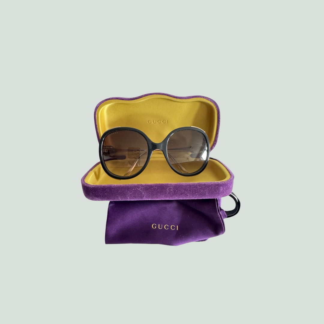 Gucci Oversized Round Sunglasses – Black Frame