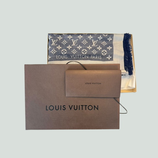 Louis Vuitton Monogram Denim Chal – Blue / Beige Reversible Scarf