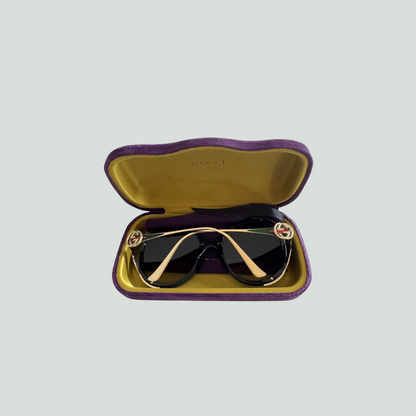 Gucci Oversized Round Sunglasses – Black Frame