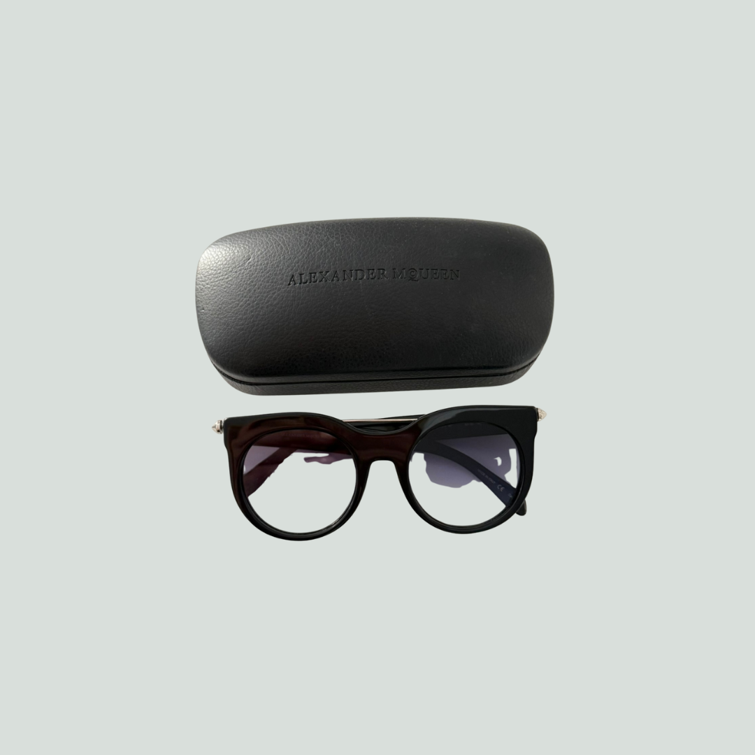 Alexander McQueen Round Sunglasses – Black/Blue Gradient