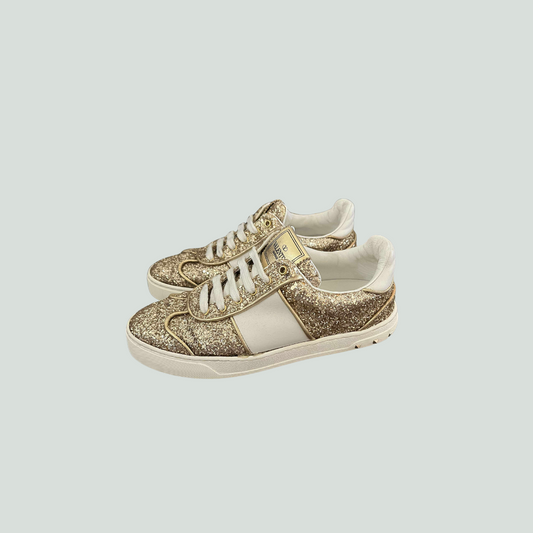 Valentino Flycrew Sneakers Gold Glitter/White – Size EU 36
