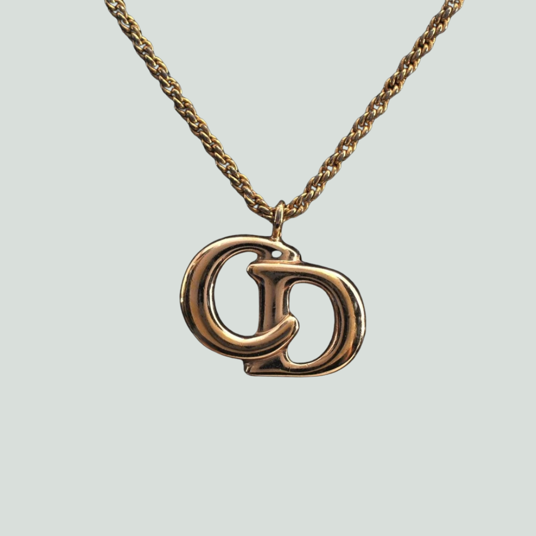 Christian Dior Vintage Gold Tone Pendant Necklace
