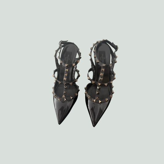 Valentino Garavani Rockstud Pumps – Black Patent – EU 39