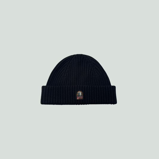 Parajumpers Black Ribbed Wool Beanie L–XL