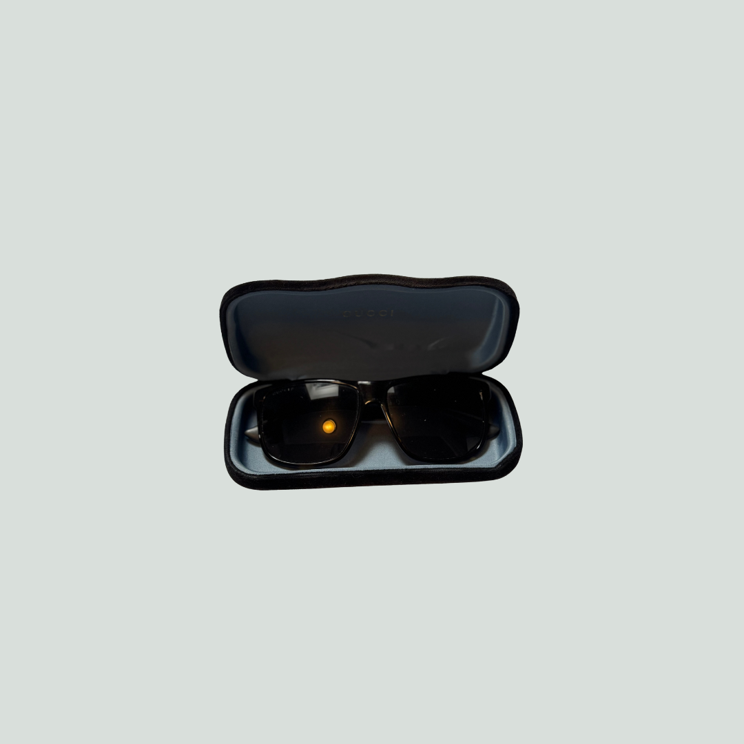 Gucci Rectangular Tortoise Shell Sunglasses