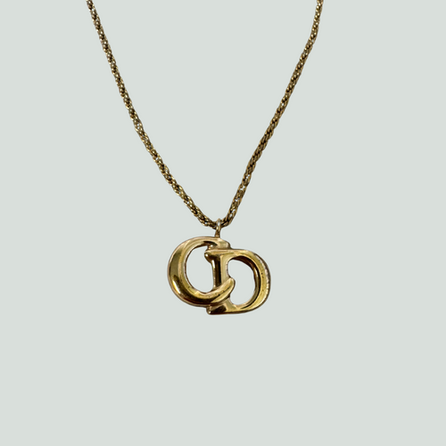 Christian Dior Vintage Gold Tone Pendant Necklace